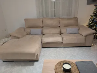Sofá Chaiselongue Beige Tela