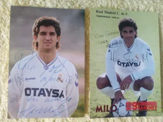 3 Postales y 1 Foto Firmadas Real Madrid
