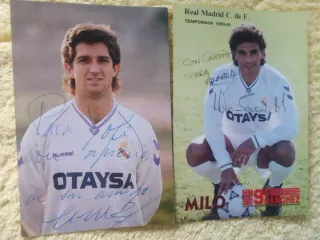 3 Postales y 1 Foto Firmadas Real Madrid