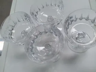 4 copas de cristal vintage Vaso zumo y vaso Azul