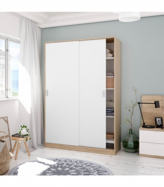 Armario 120x200x50cm Puertas Correderas. Blanco y