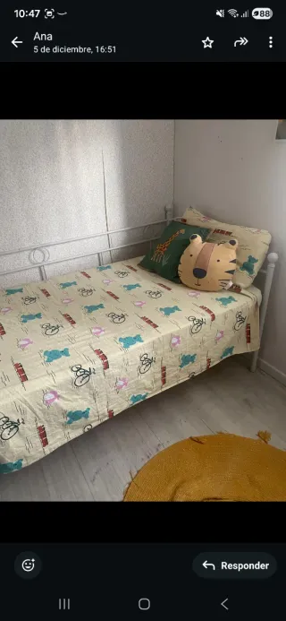 Estructura cama metal + colchón 90x190cm