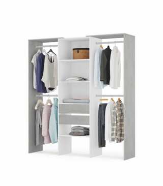 Kit  Vestidor 179 cm. Blanco Artik/Cemento