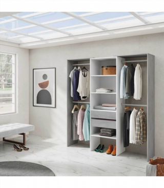 Kit  Vestidor 179 cm. Blanco Artik/Cemento