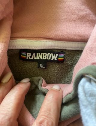 Felpa donna verde e rosa con cappuccio