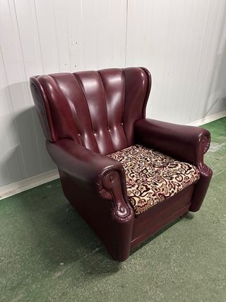 Sillón de piel y tela