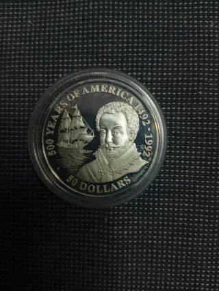 Moneda Cook Islands Elizabeth II 1990, 50 dolares