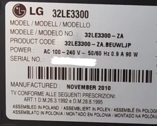 TV LG 32LE3300 32" TDT HD. No es SmartTV