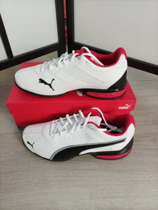 Zapatillas Puma Tazon 6 FM Hombre Blancas Rojas