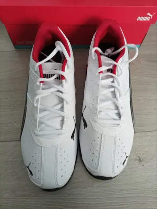 Zapatillas Puma Tazon 6 FM Hombre Blancas Rojas