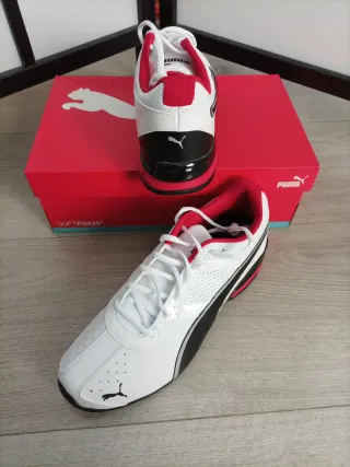 Zapatillas Puma Tazon 6 FM Hombre Blancas Rojas