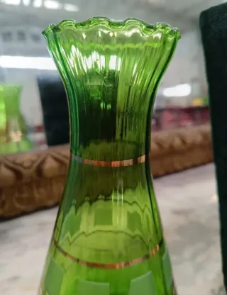 Jarrón Cristal Verde Años 60