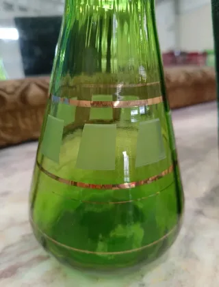 Jarrón Cristal Verde Años 60