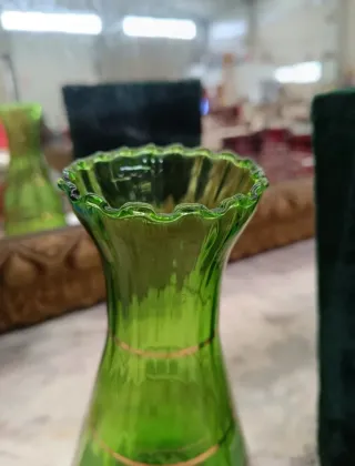 Jarrón Cristal Verde Años 60