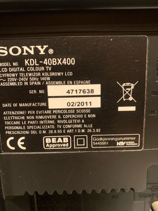 Televisor Sony Negro de 40 pulgadas