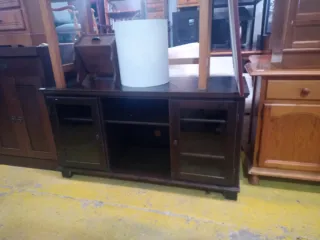 Mueble TV madera y cristal