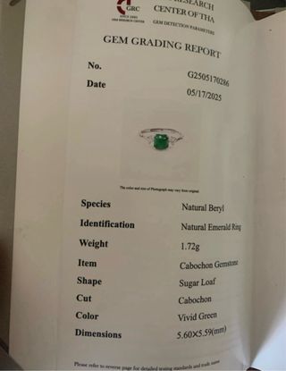 Anillo Plata Esmeralda GRC