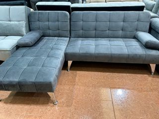 Sofá Cama Gris Terciopelo