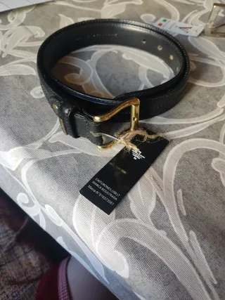 Cinturón de piel negro para caballero