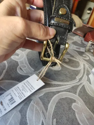 Cinturón de piel negro para caballero