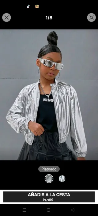 Chaqueta plateada niña