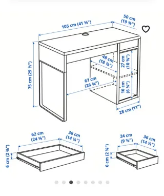 Escritorio Ikea Rosa y Blanco 105x50 Micke