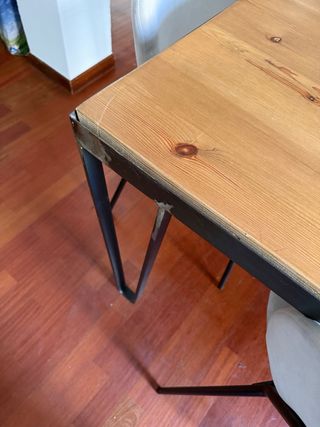 Mesa industrial madera y metal + 6 sillas