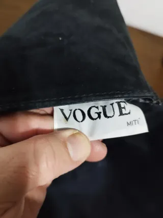 Pochette vintage Vogue pelle nera e oro