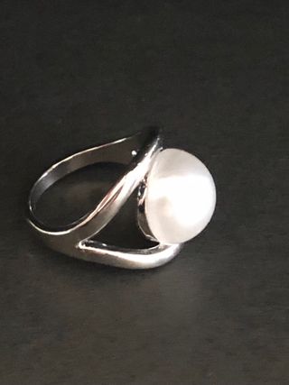Anello Acciaio con Perla Sintetica