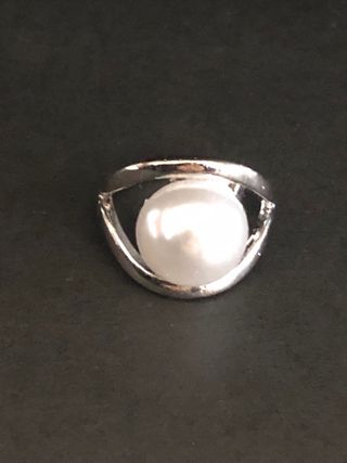 Anello Acciaio con Perla Sintetica