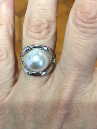 Anello Acciaio con Perla Sintetica