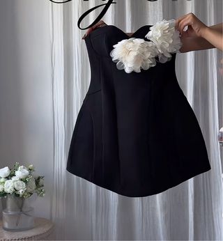 Vestido Zara Negro Flores