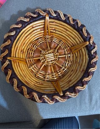 Lote 3 cestas mimbre y madera