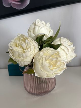 Jarrón de cristal rosa