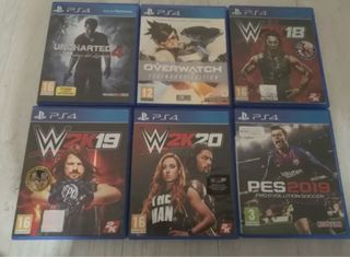 Lote 6 Videojuegos PS4: WWE, Uncharted, Overwatch,