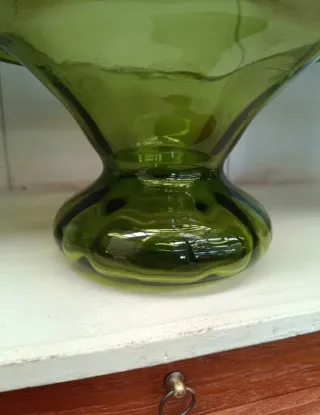 Jarrón cristal verde años 70