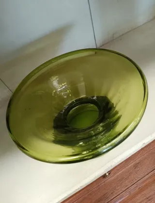 Jarrón cristal verde años 70