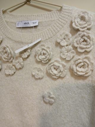 Jersey Mango beige flores