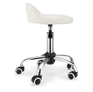 EN CAJA. Taburete blanco con ruedas