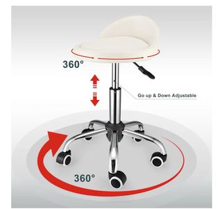 EN CAJA. Taburete blanco con ruedas