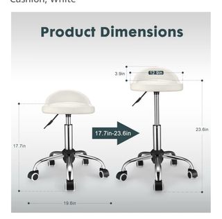 EN CAJA. Taburete blanco con ruedas
