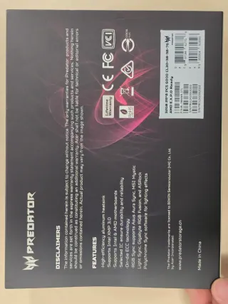 RAM Acer Predator RGB DDR5 64GB 6000Mhz CL30