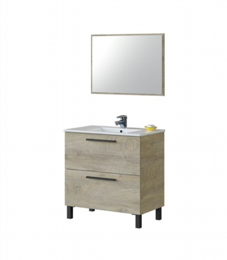 Mueble De Baño 2 Cajones Y Espejo Con Lavabo. Rob