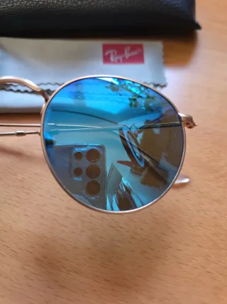 Gafas Ray-Ban RB3447 Round Metal Azul/Dorado