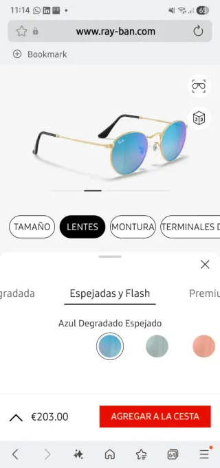 Gafas Ray-Ban RB3447 Round Metal Azul/Dorado