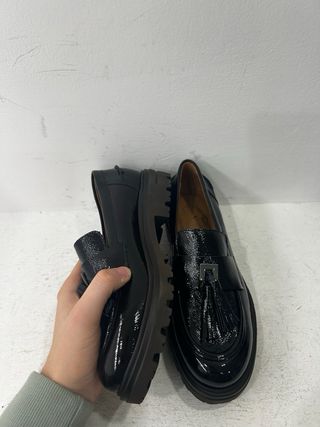 Mocassini donna in naplak moro con nappine