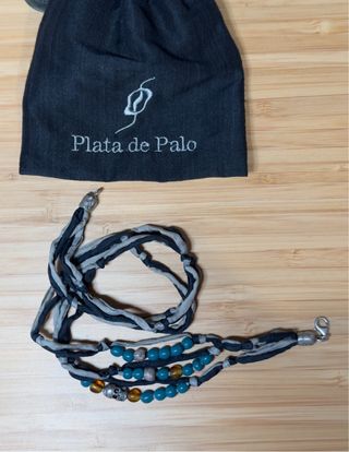 Pulsera/Gargantilla Plata de Palo Azul y Plata