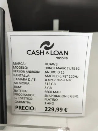 Honor Magic 7 Lite 512GB Gris