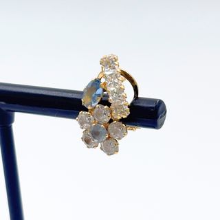 Pendientes Oro 18K, Flor blanca y azul, 3.1gr