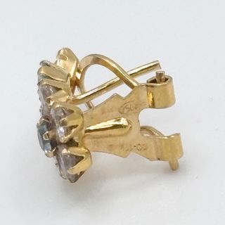 Pendientes Oro 18K, Flor blanca y azul, 3.1gr